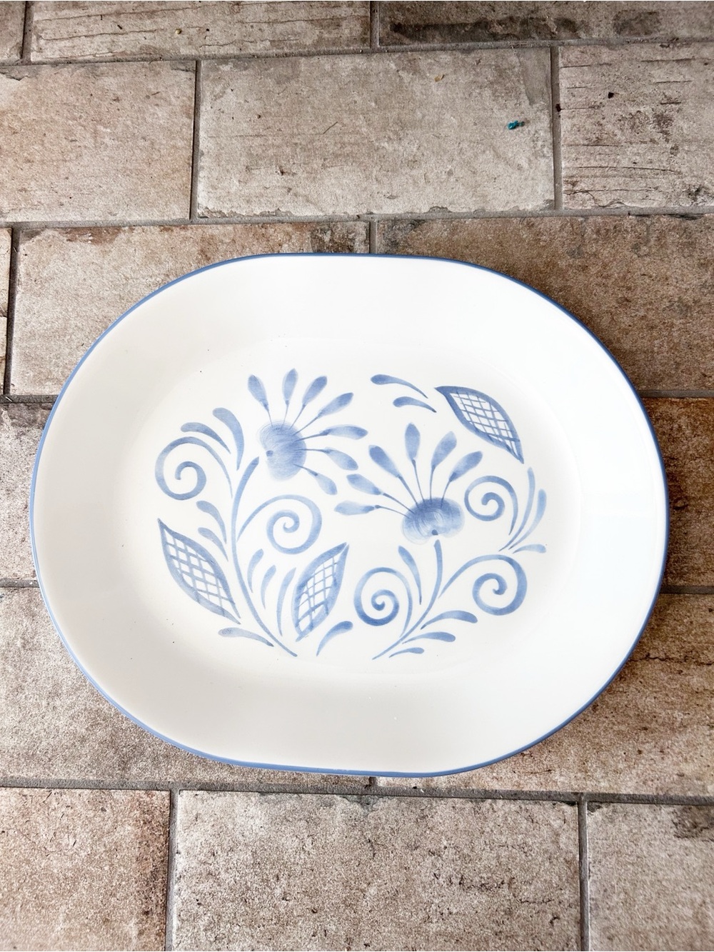 Corelle 1990's OCEANVIEW, Blue and White Floral PLATTER